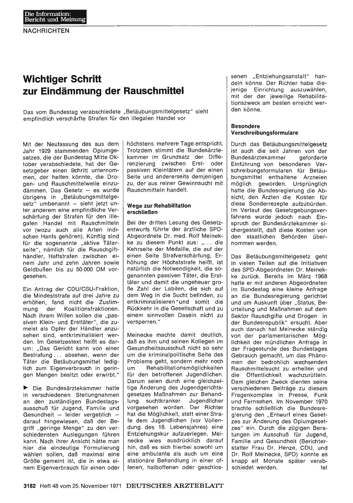 Vorschauseite 1: Wichtiger Schritt zur Eindämmung der Rauschmittel