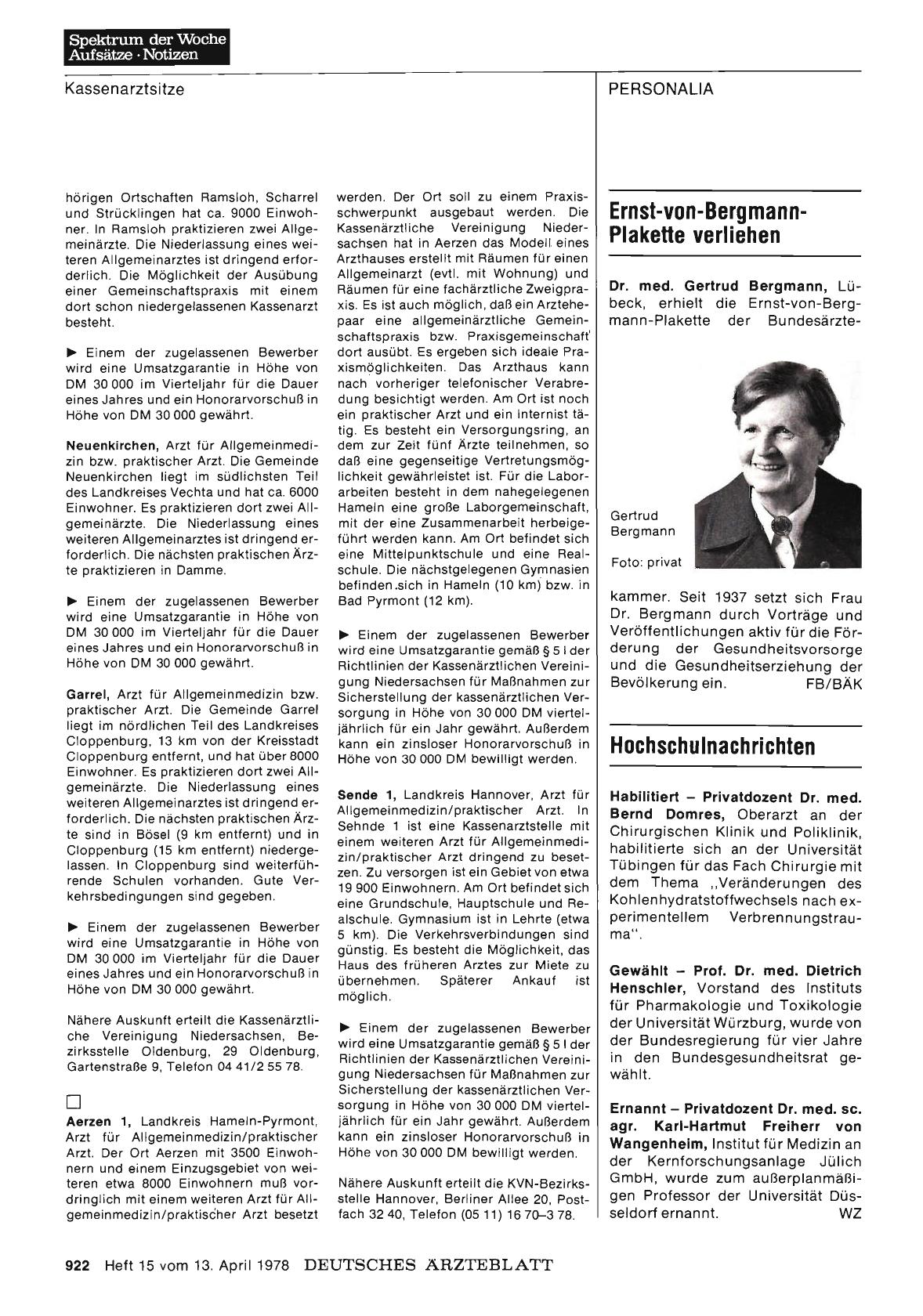 Vorschauseite 1: Ernst-von-Bergmann-Plakette verliehen