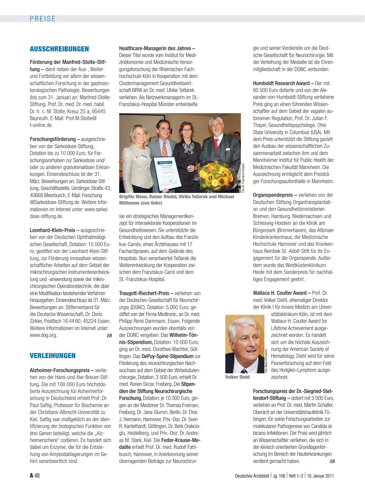 Vorschauseite 1: Verleihungen
