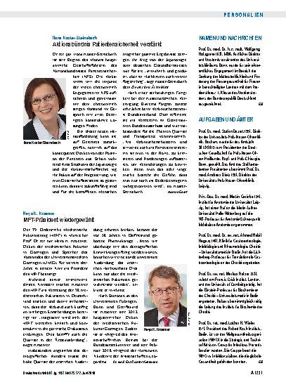 Vorschauseite 1: Heyo K. Kroemer: MFT-Präsident wiedergewählt