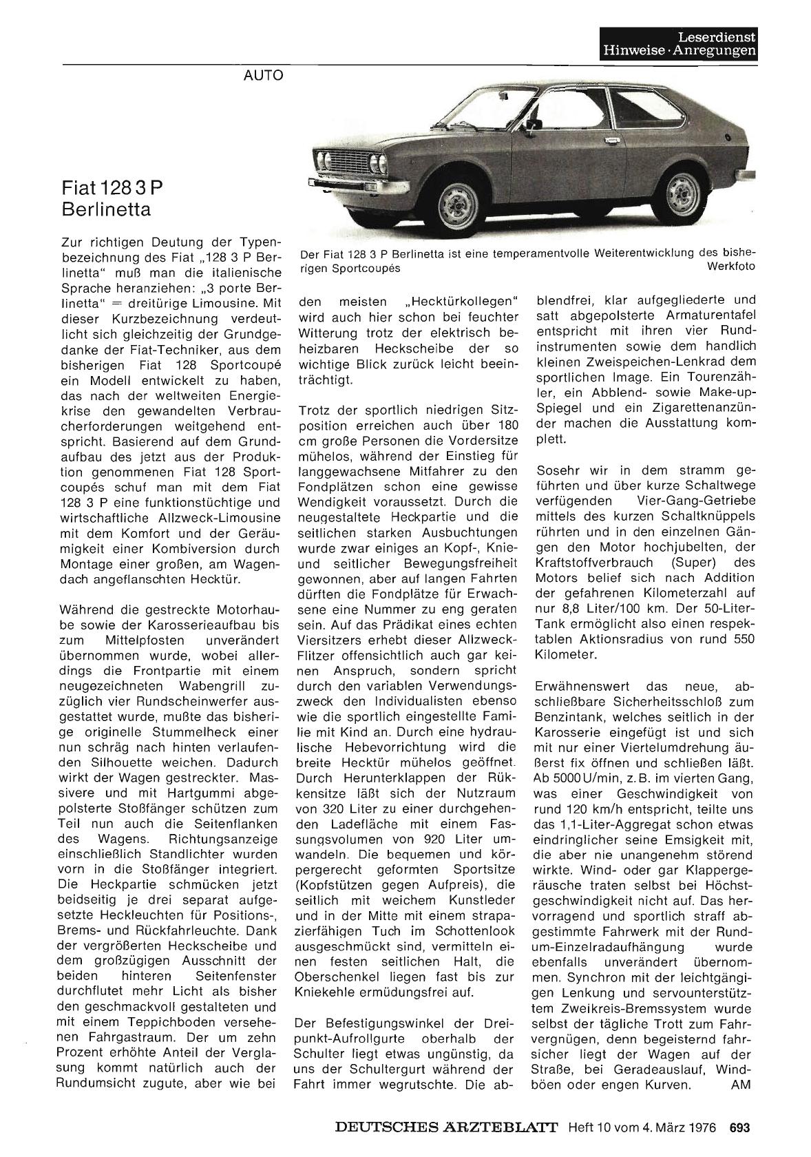 Vorschauseite 1: Fiat 128 3 P Berlinetta