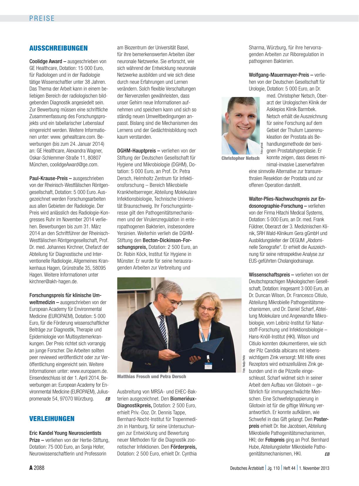 Vorschauseite 1: Verleihungen