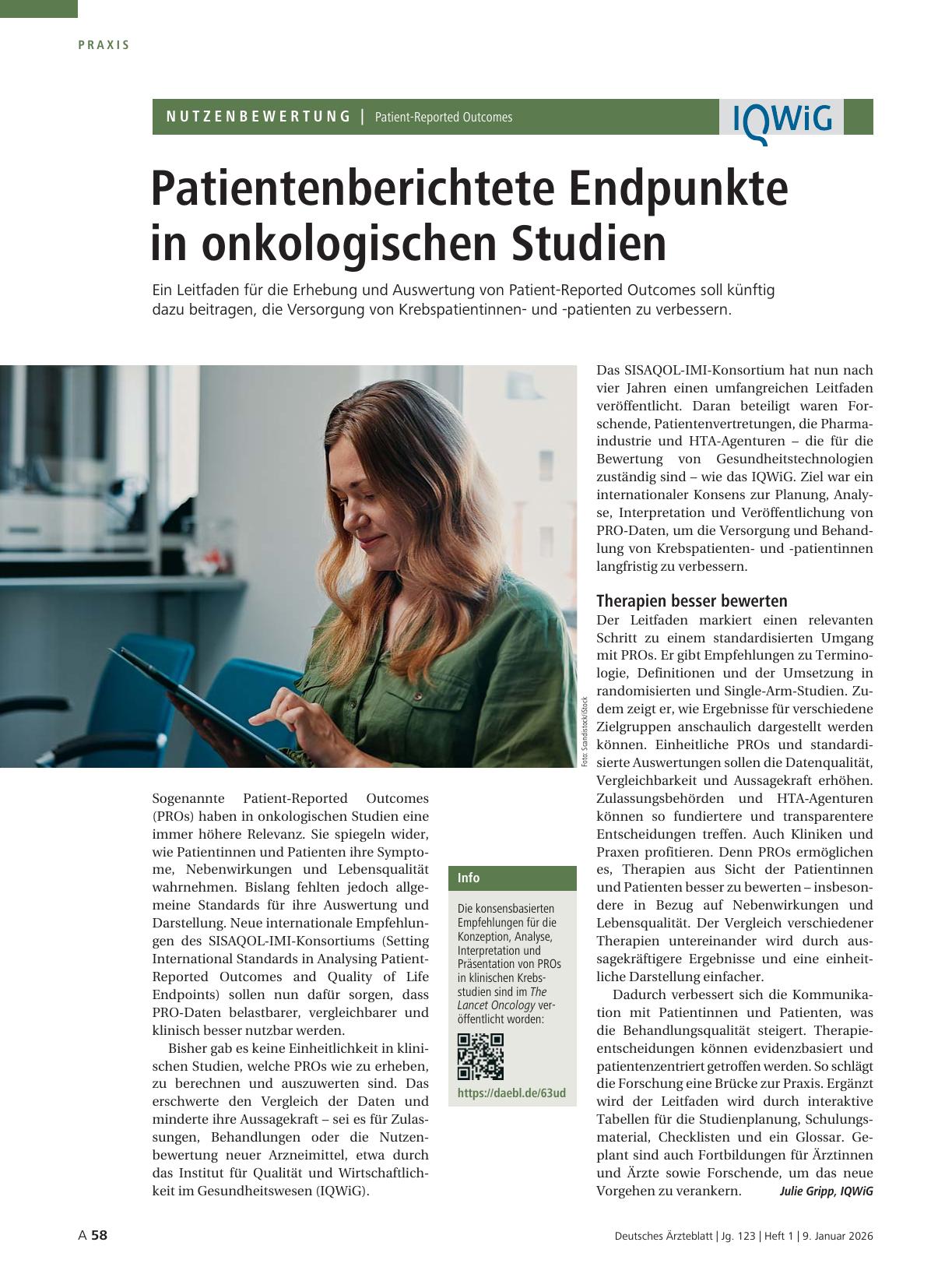 Vorschauseite 1: Patient-Reported Outcomes: Patientenberichtete Endpunkte in onkologischen Studien