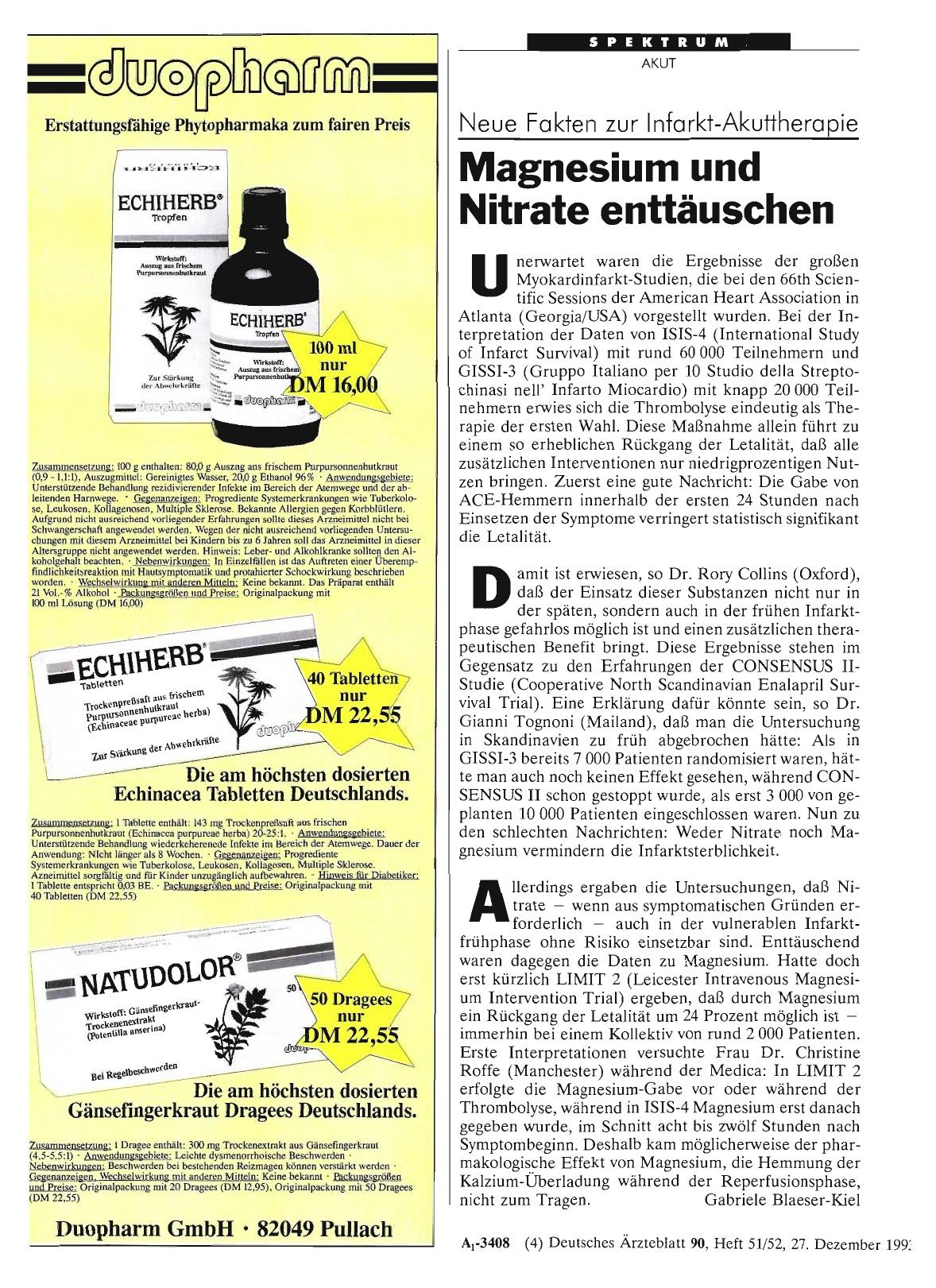 Vorschauseite 1: Neue Fakten zur Infarkt-Akuttherapie Magnesium und Nitrate enttäuschen