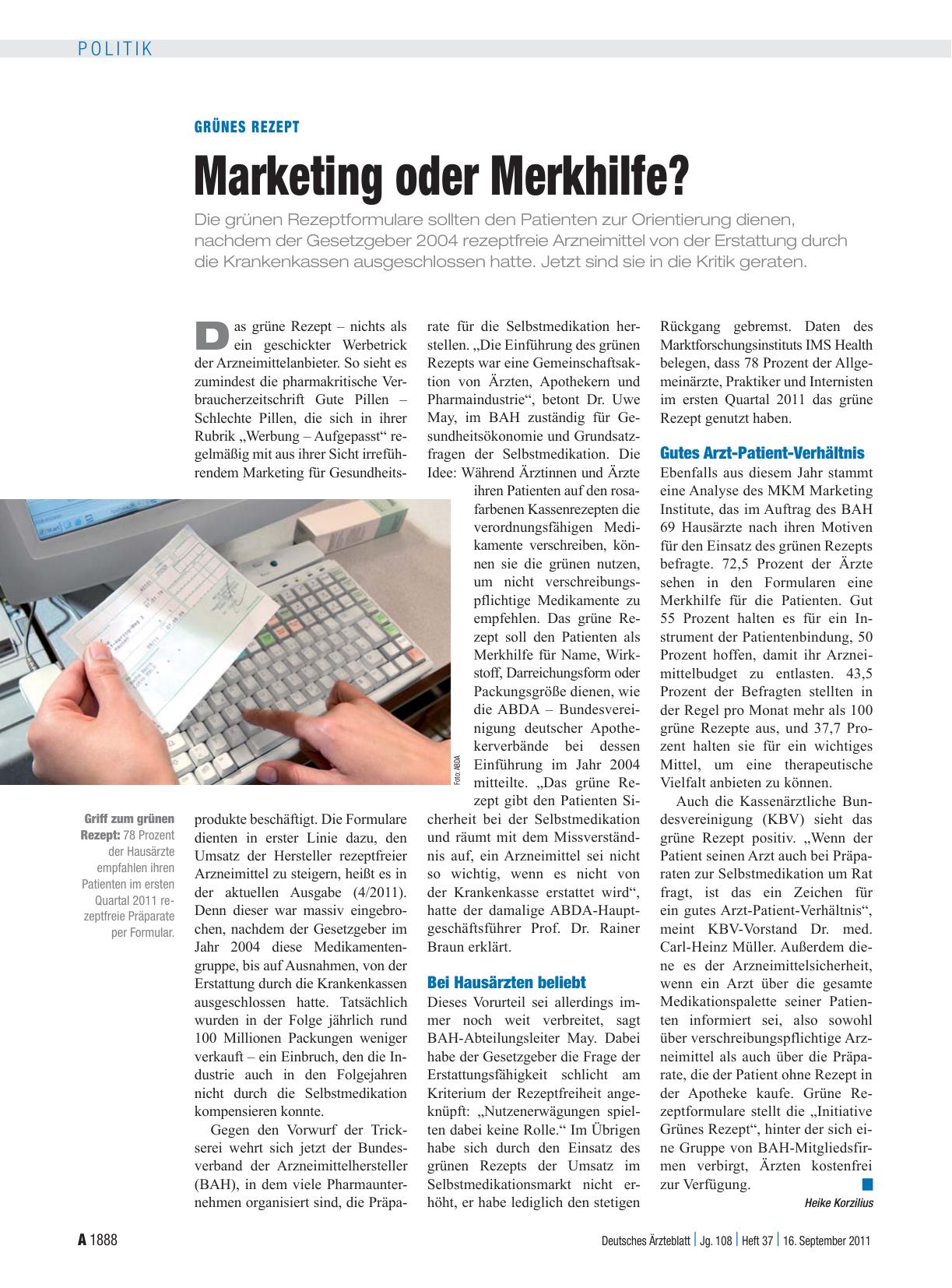Vorschauseite 1: Grünes Rezept: Marketing oder Merkhilfe?