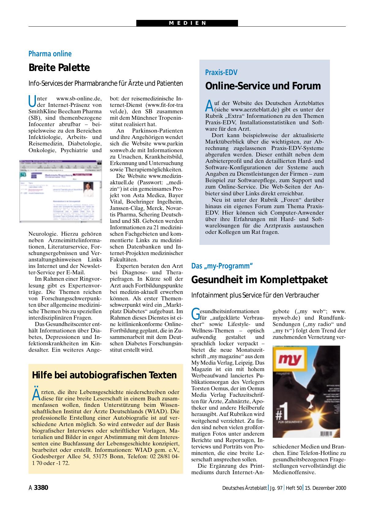 Vorschauseite 1: Pharma online: Breite Palette