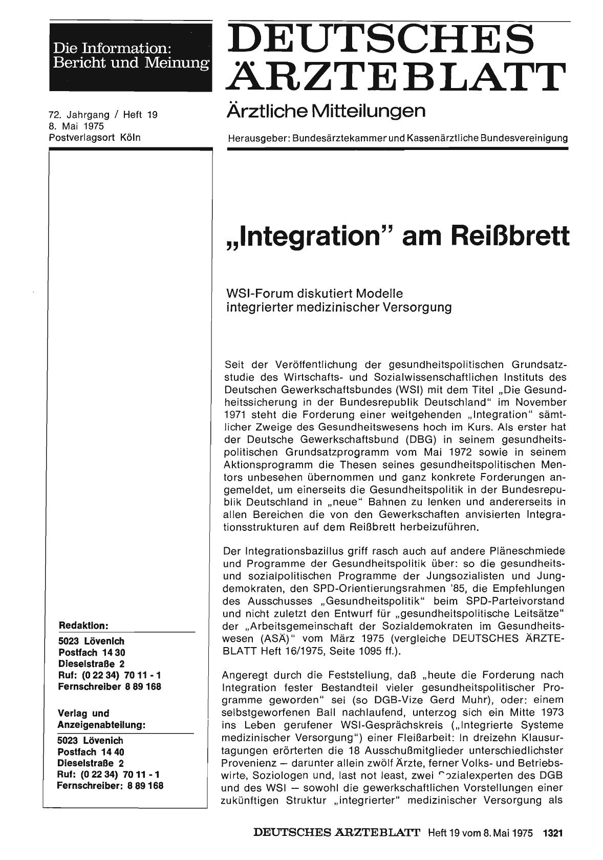 Vorschauseite 1: „Integration“ am Reißbrett