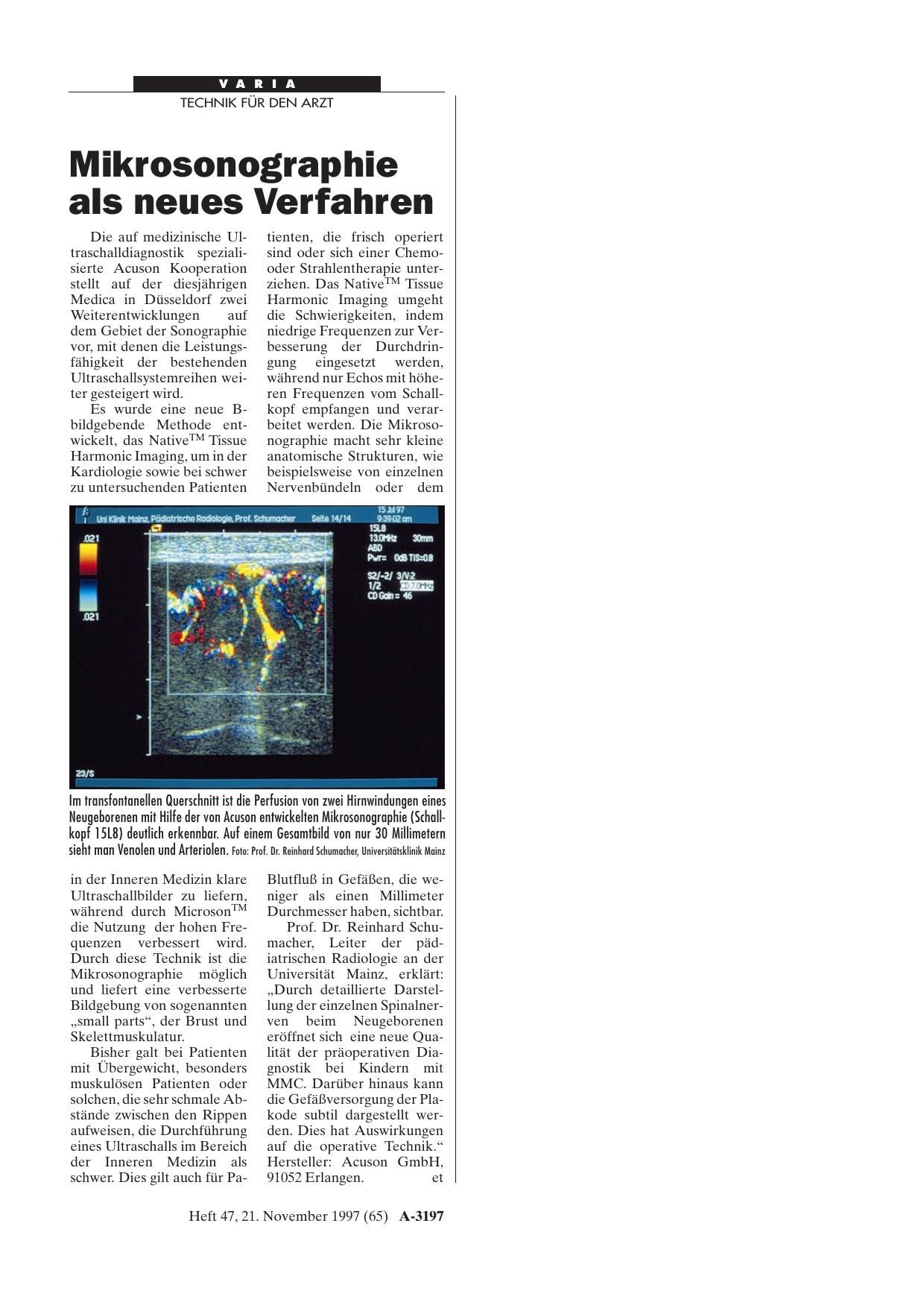 Vorschauseite 1: Mikrosonographie als neues Verfahren