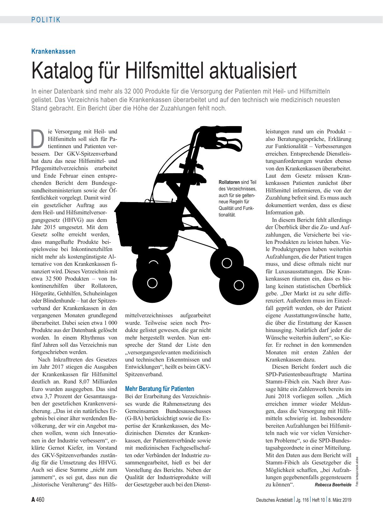Vorschauseite 1: Krankenkassen: Katalog für Hilfsmittel aktualisiert