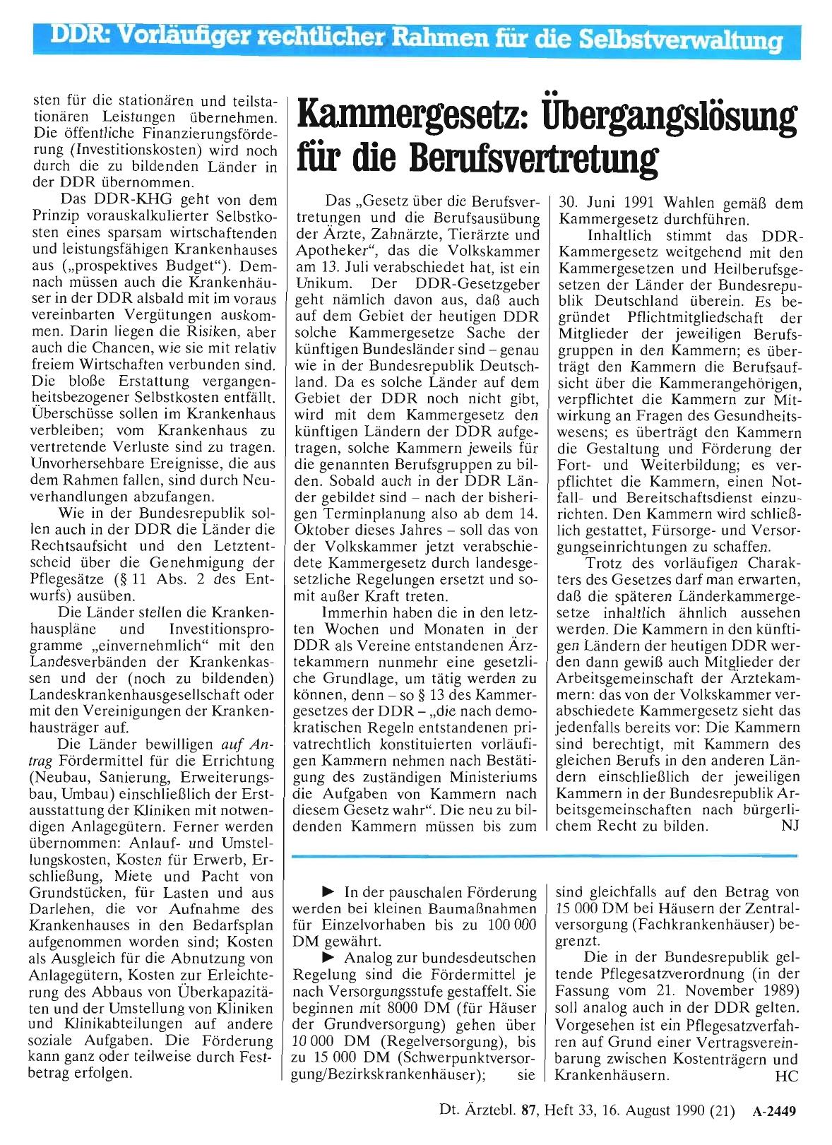 Vorschauseite 1: DDR: Kammergesetz: Übergangslösung für die Berufsvertretung