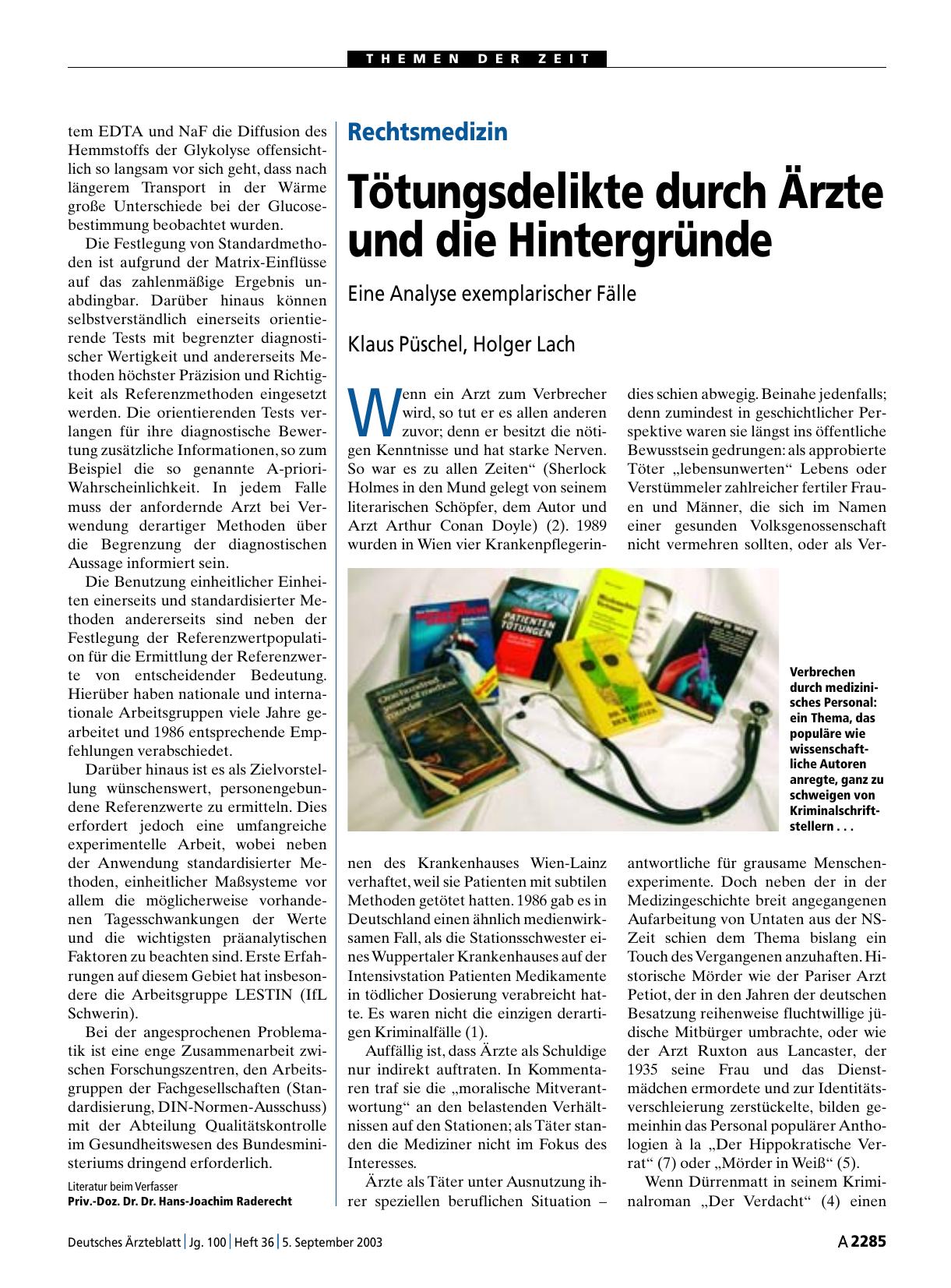 Vorschauseite 1: Rechtsmedizin: Tötungsdelikte durch Ärzte und die Hintergründe