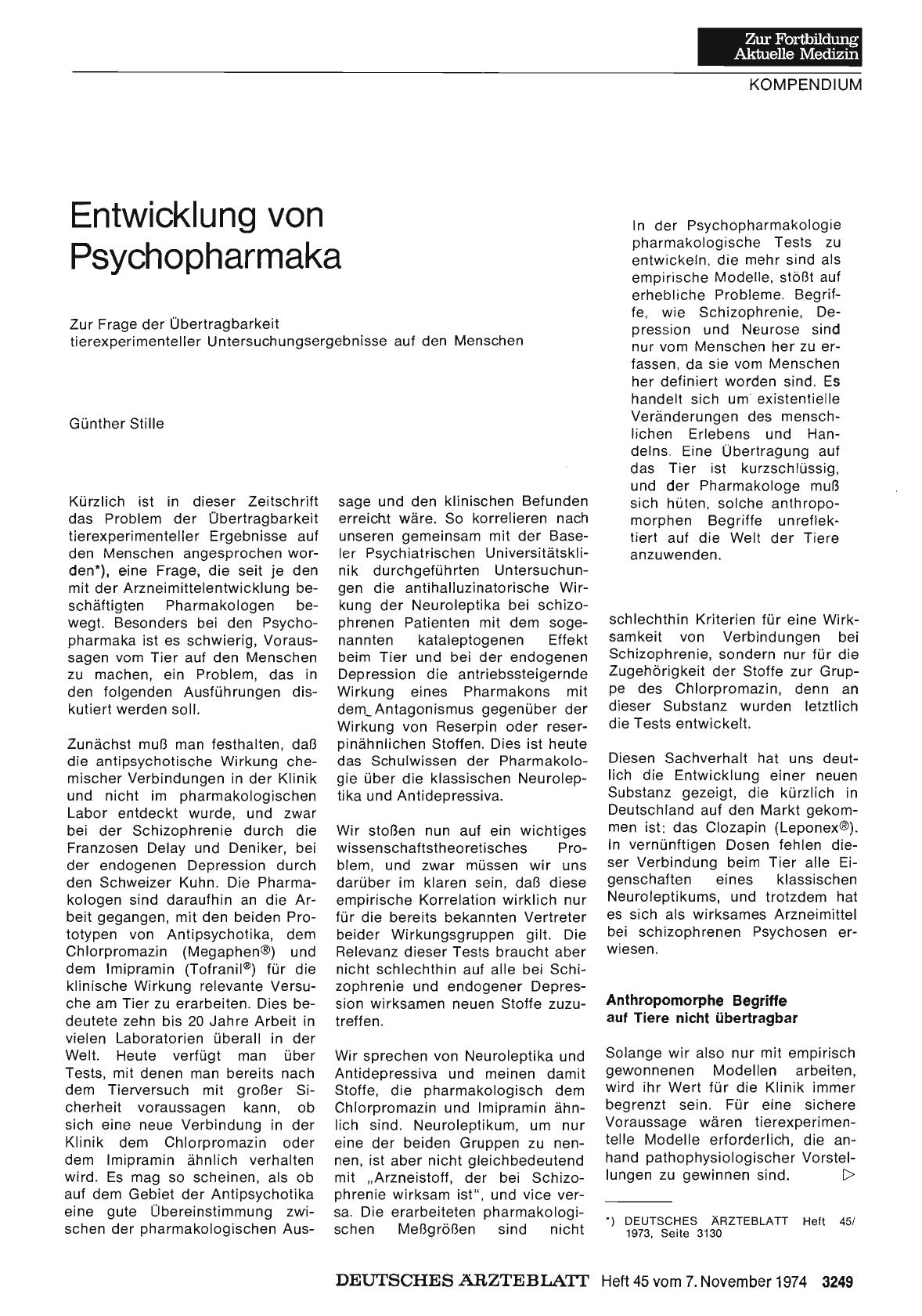 Vorschauseite 1: Entwicklung von Psychopharmaka