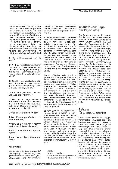 Vorschauseite 1: Enquete über Lage der Psychiatrie
