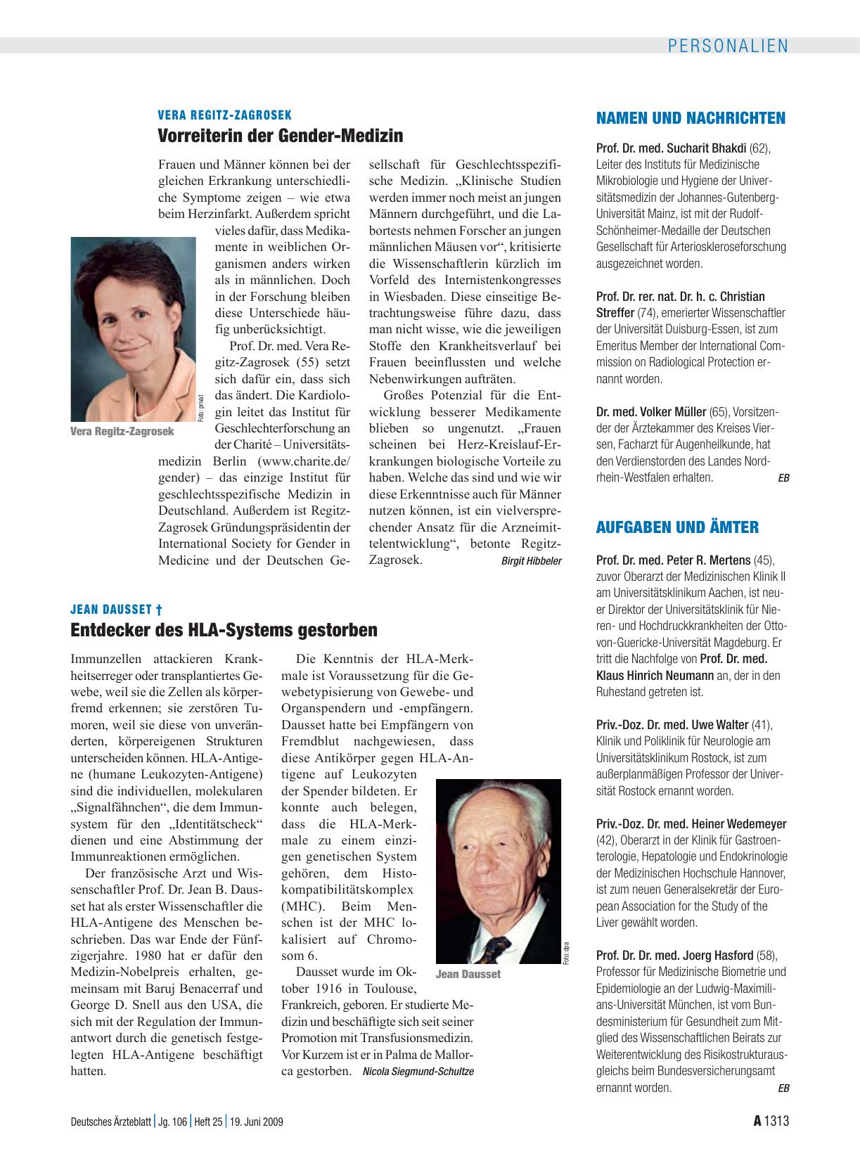 Vorschauseite 1: Vera Regitz-Zagrosek: Vorreiterin der Gender-Medizin