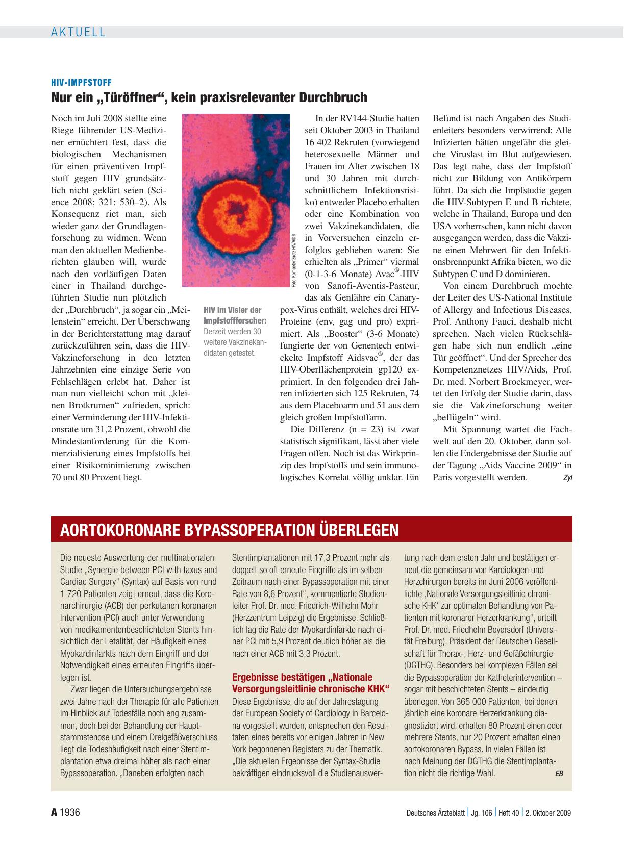 Vorschauseite 1: Aortokoronare Bypassoperation überlegen