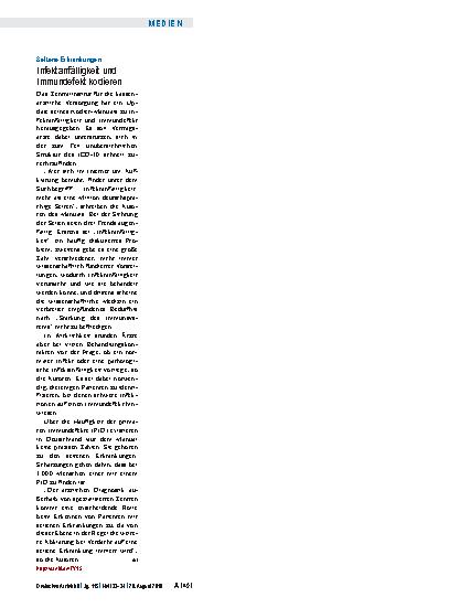 Vorschauseite 1: Seltene Erkrankungen: Infektanfälligkeit und Immundefekt kodieren