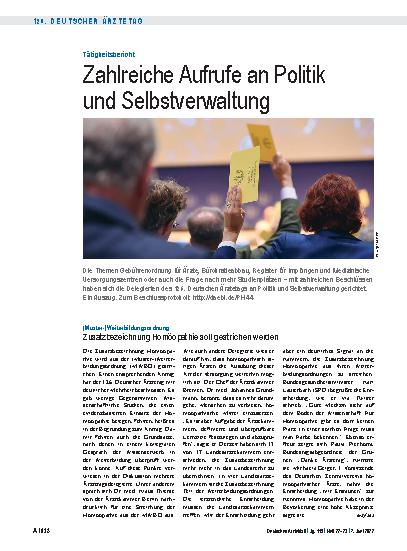 Vorschauseite 1: Tätigkeitsbericht: Zahlreiche Aufrufe an Politik und Selbstverwaltung