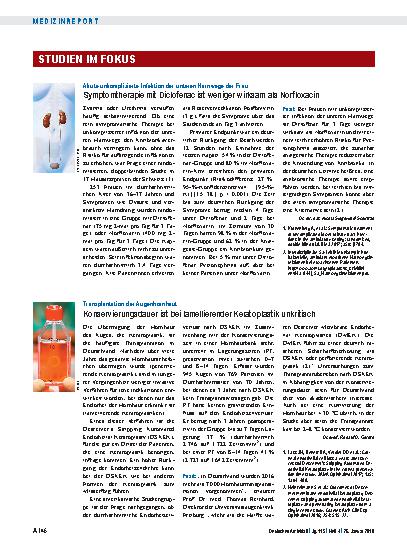 Vorschauseite 1: Transplantation der Augenhornhaut: Konservierungsdauer ist bei lamellierender Keratoplastik unkritisch