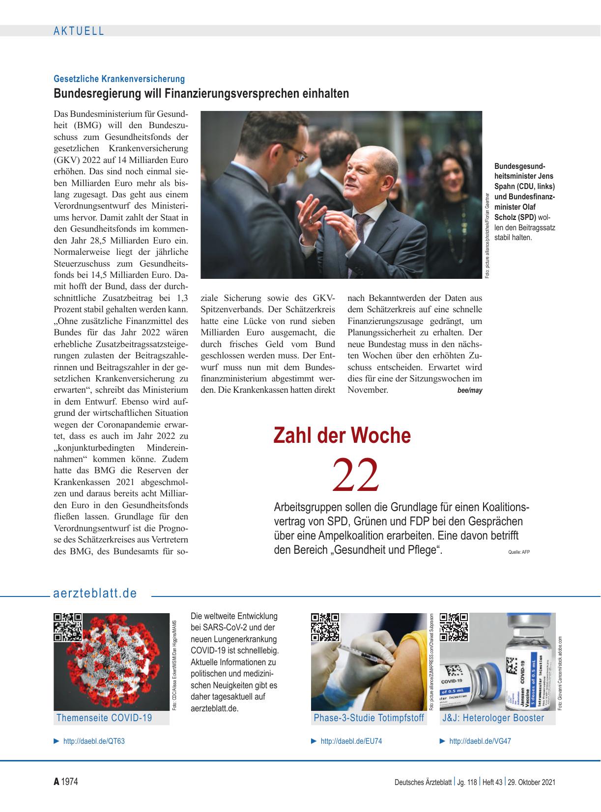 Vorschauseite 1: Gesetzliche Krankenversicherung: Bundesregierung will Finanzierungsversprechen einhalten