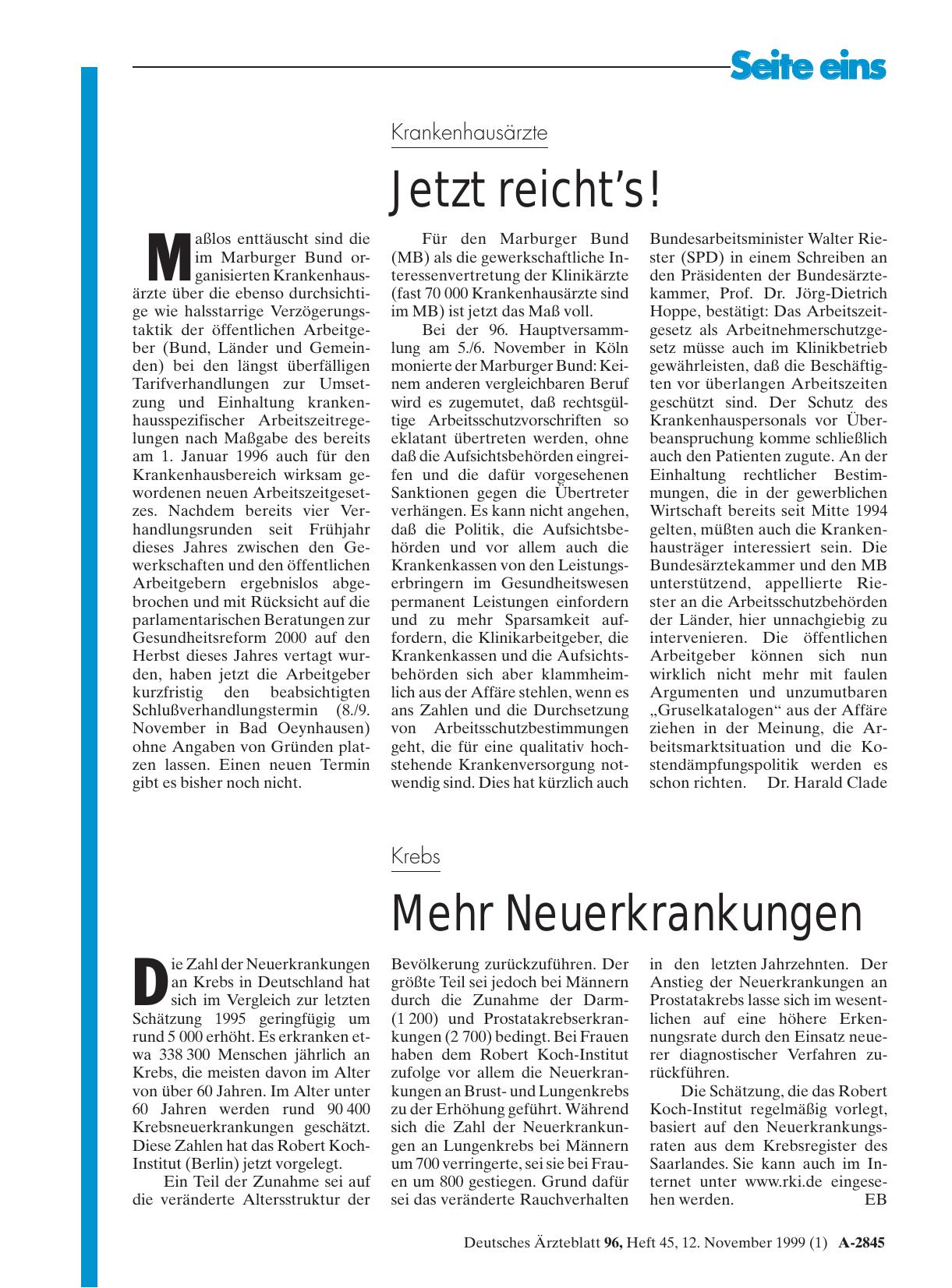 Vorschauseite 1: Krankenhausärzte: Jetzt reicht's!