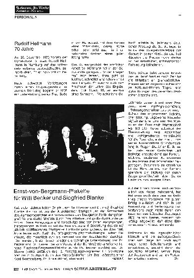 Vorschauseite 1: Rudolf Hellmann 70 Jahre