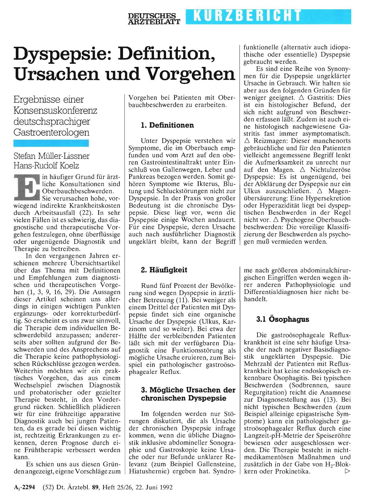 Vorschauseite 1: Dyspepsie: Definition, Ursachen und Vorgehen