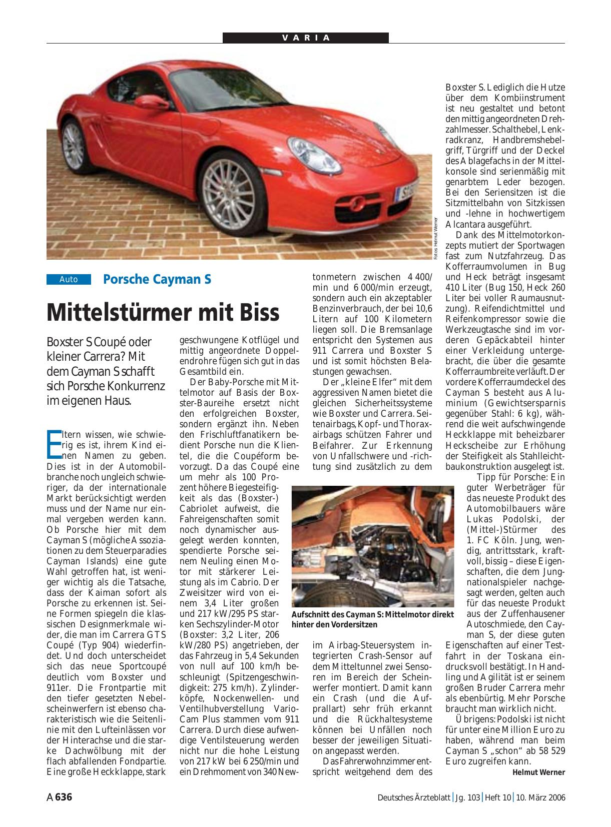 Vorschauseite 1: Porsche Cayman S: Mittelstürmer mit Biss