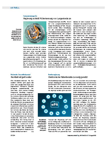 Vorschauseite 1: Bundesregierung: Elektronische Patientenakte zu wenig genutzt