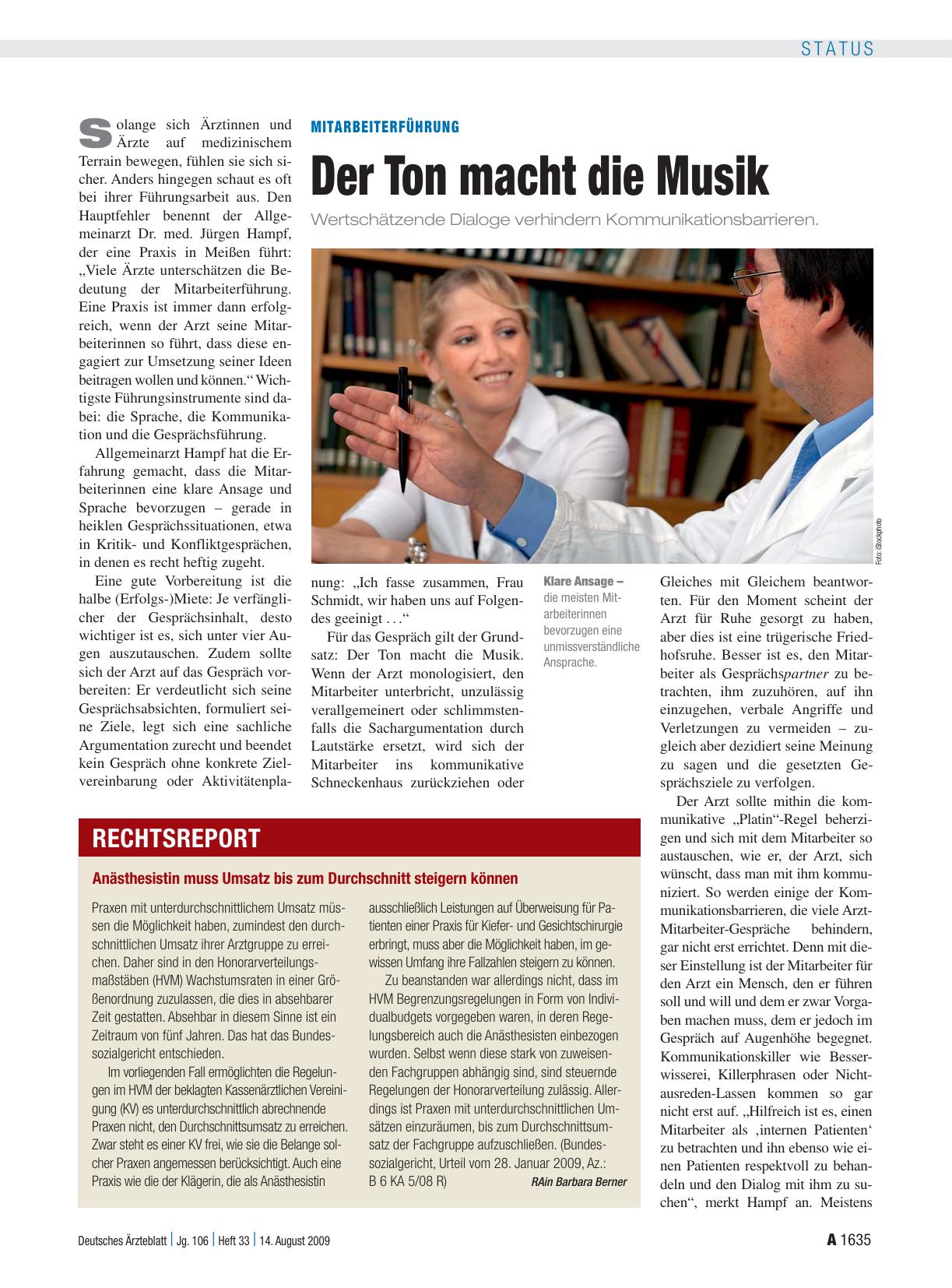 Vorschauseite 1: Anästhesistin muss Umsatz bis zum Durchschnitt steigern können