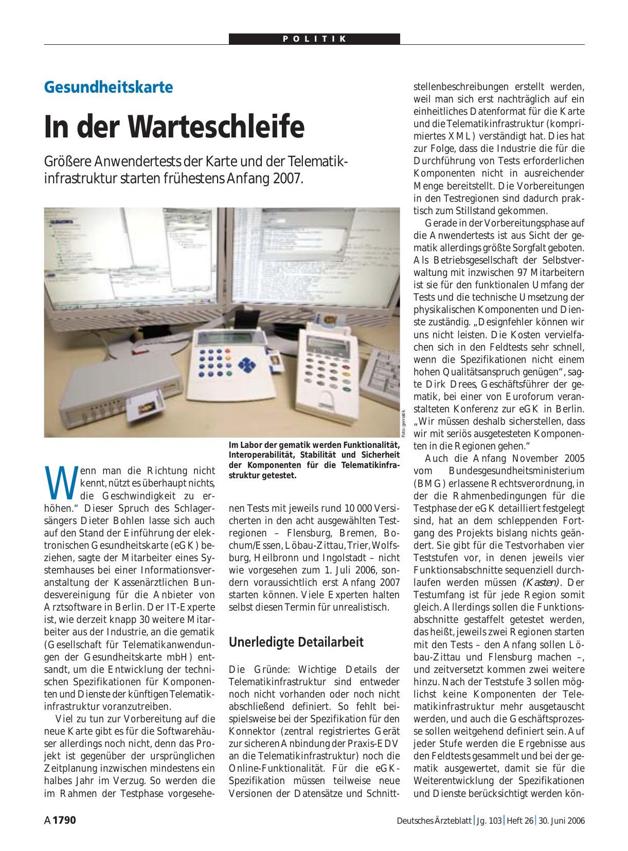 Vorschauseite 1: Gesundheitskarte: In der Warteschleife