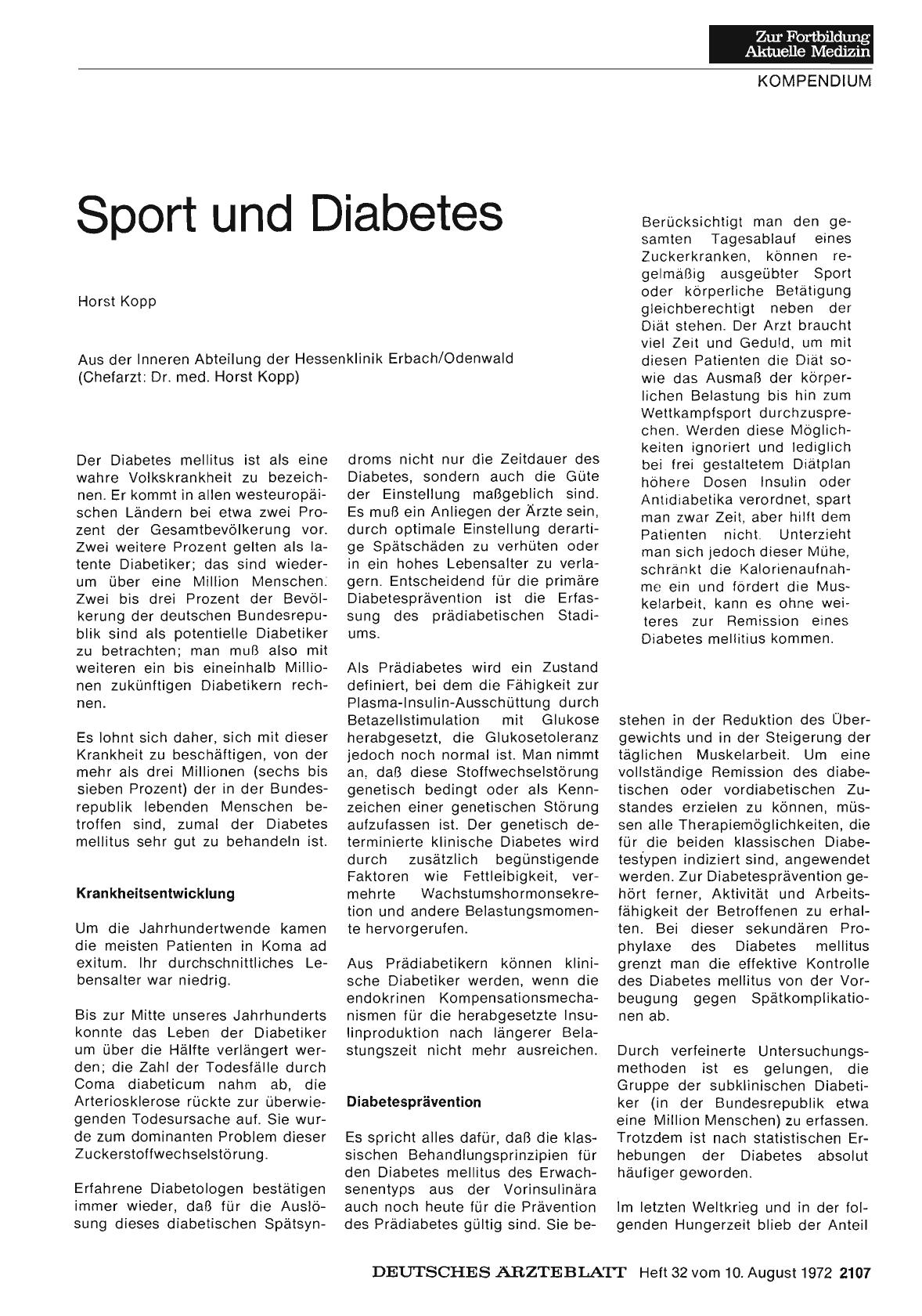 Vorschauseite 1: Sport und Diabetes