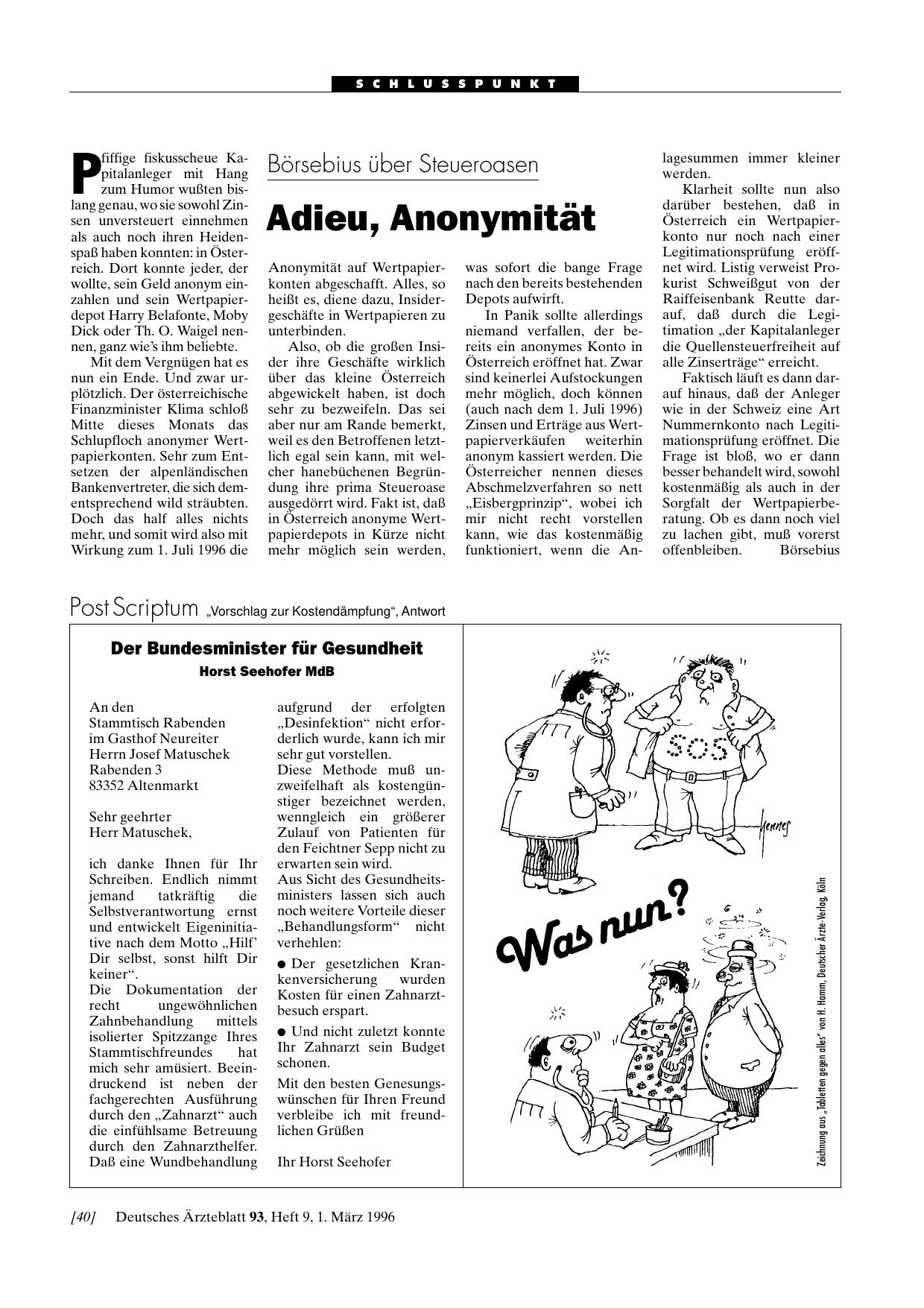 Vorschauseite 1: Börsebius über Steueroasen: Adieu, Anonymität