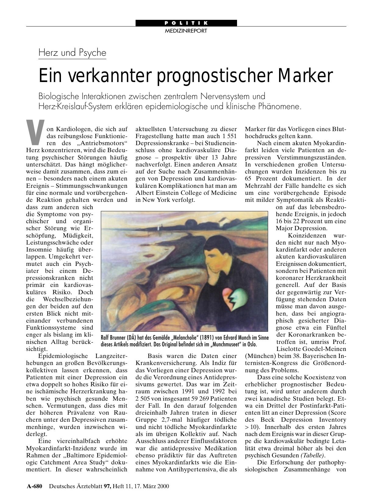 Vorschauseite 1: Herz und Psyche: Ein verkannter prognostischer Marker