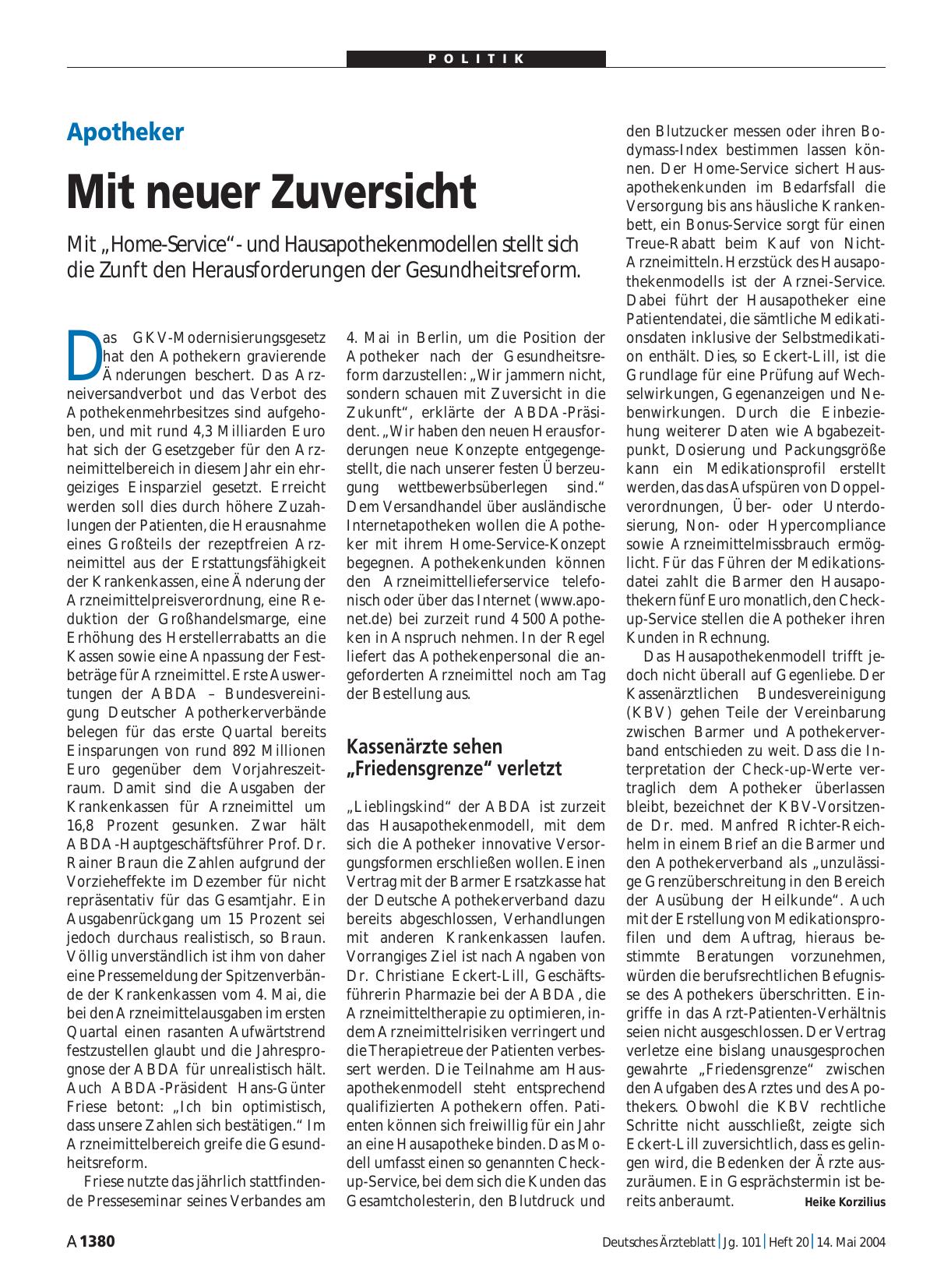 Vorschauseite 1: Apotheker: Mit neuer Zuversicht
