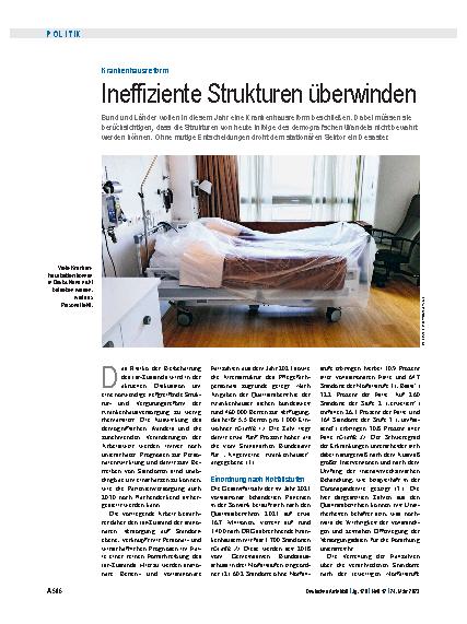 Vorschauseite 1: Krankenhausreform: Ineffiziente Strukturen überwinden