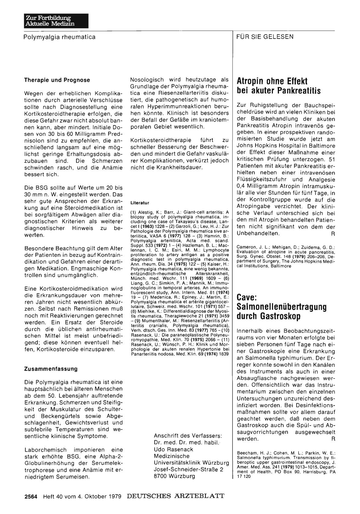 Vorschauseite 1: Atropin ohne Effekt bei akuter Pankreatitis