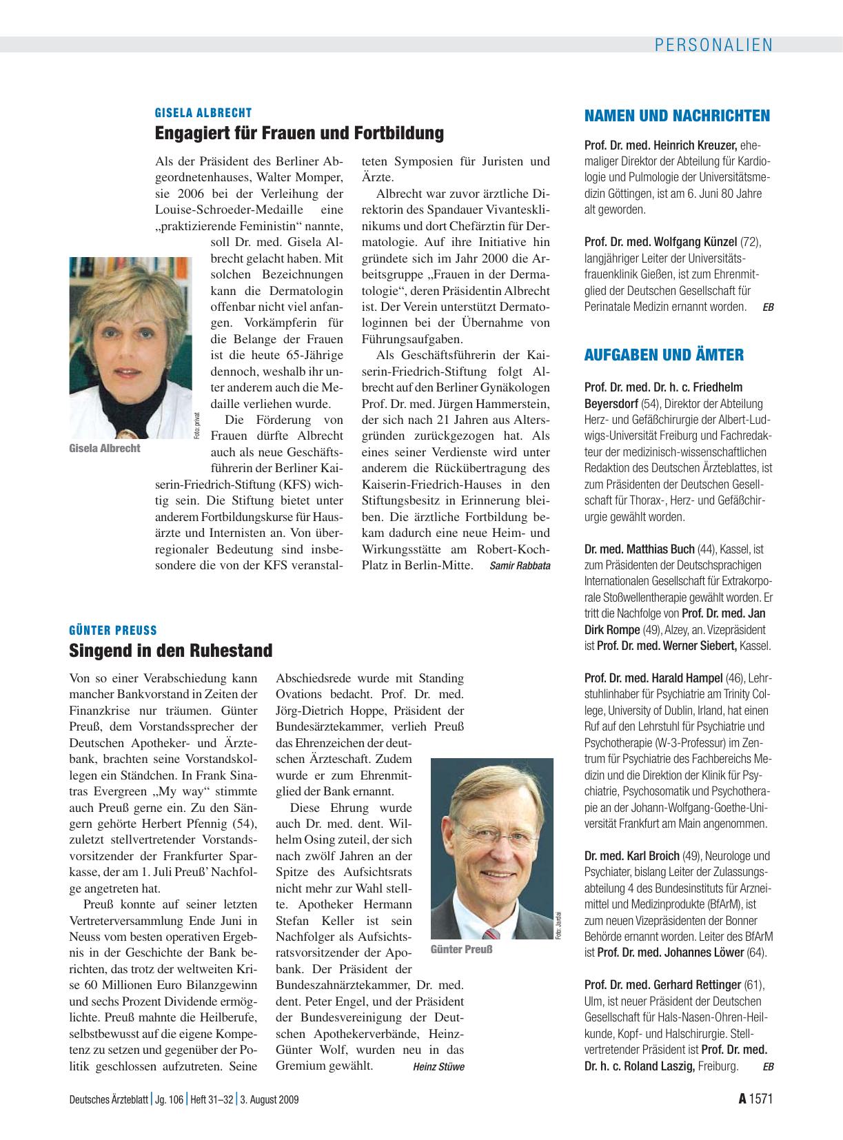 Vorschauseite 1: Gisela Albrecht: Engagiert für Frauen und Fortbildung