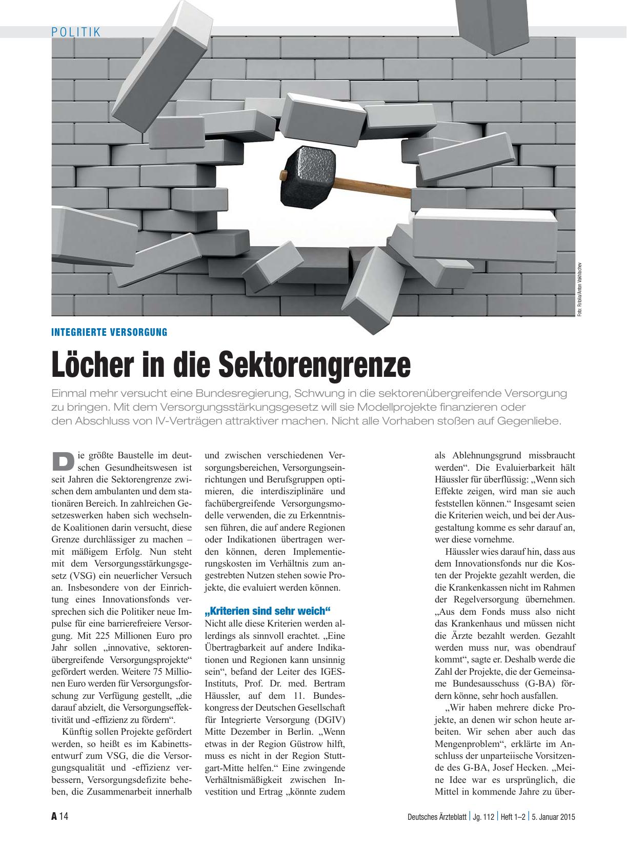 Vorschauseite 1: Integrierte Versorgung: Löcher in die Sektorengrenze
