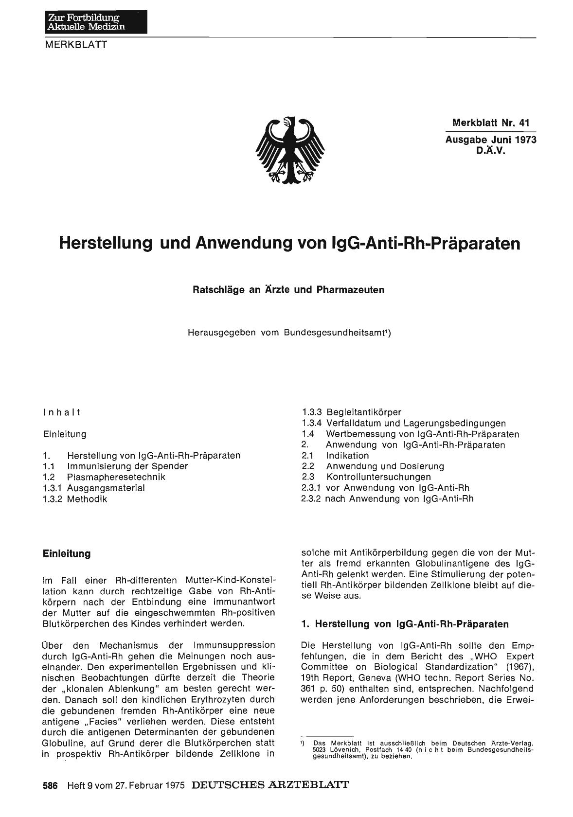 Vorschauseite 1: Herstellung und Anwendung von IgG-Anti-Rh-Präparaten