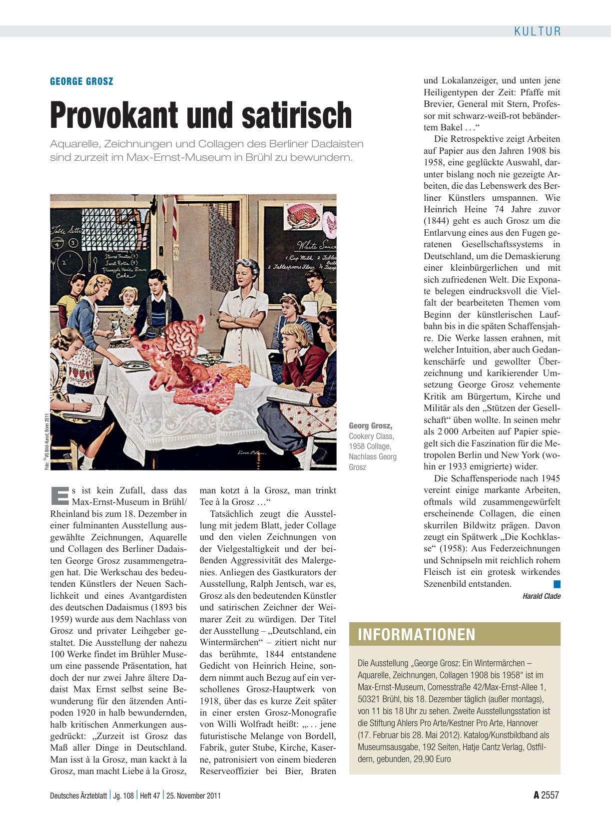 Vorschauseite 1: George Grosz: Provokant und satirisch