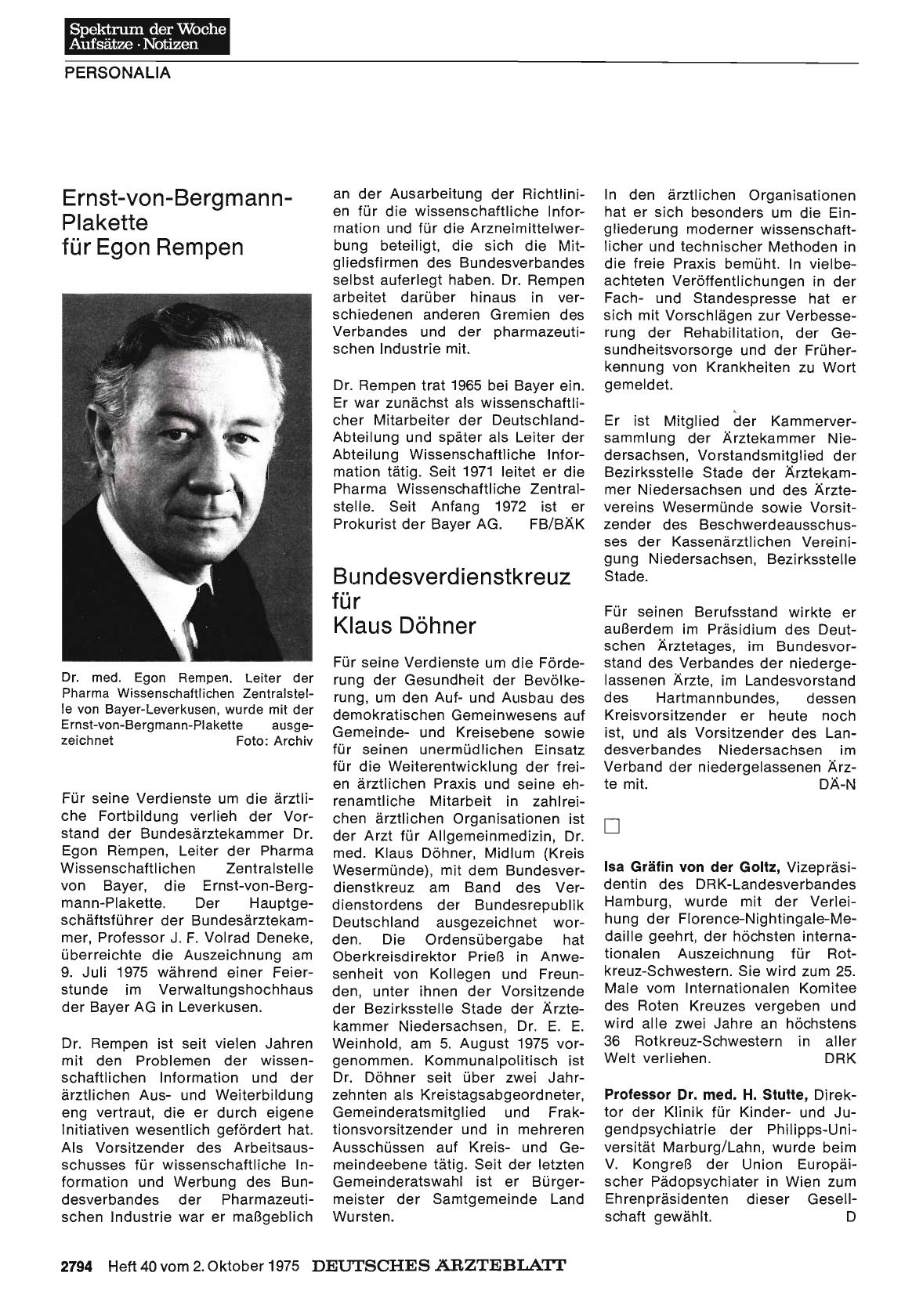 Vorschauseite 1: Bundesverdienstkreuz für Klaus Döhner