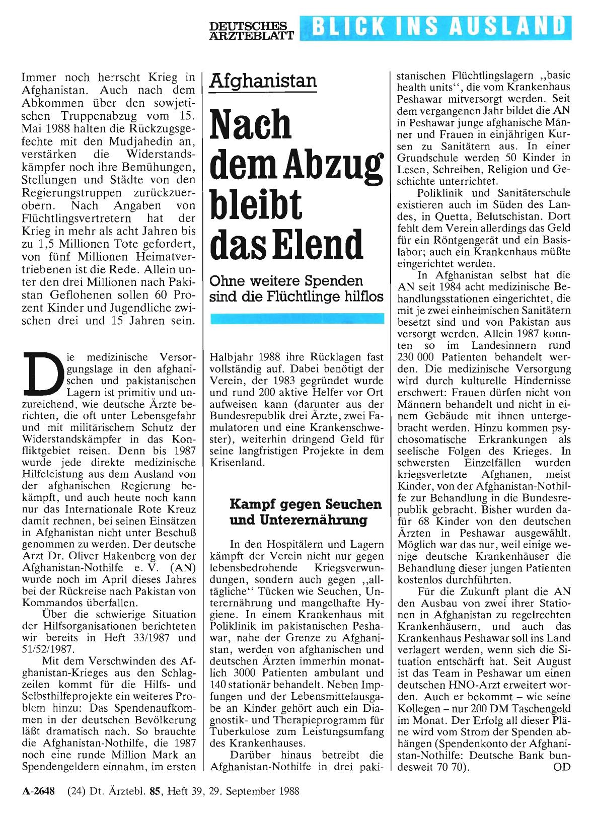 Vorschauseite 1: Afghanistan: Nach dem Abzug bleibt das Elend