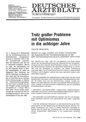 Vorschauseite 1: Trotz großer Probleme mit Optimismus in die achtziger Jahre