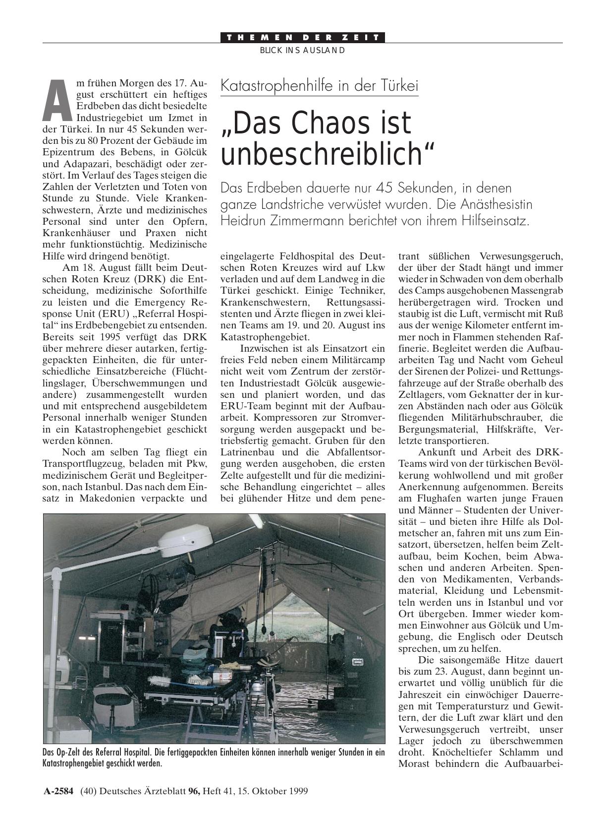 Vorschauseite 1: Katastrophenhilfe in der Türkei: „Das Chaos ist unbeschreiblich“