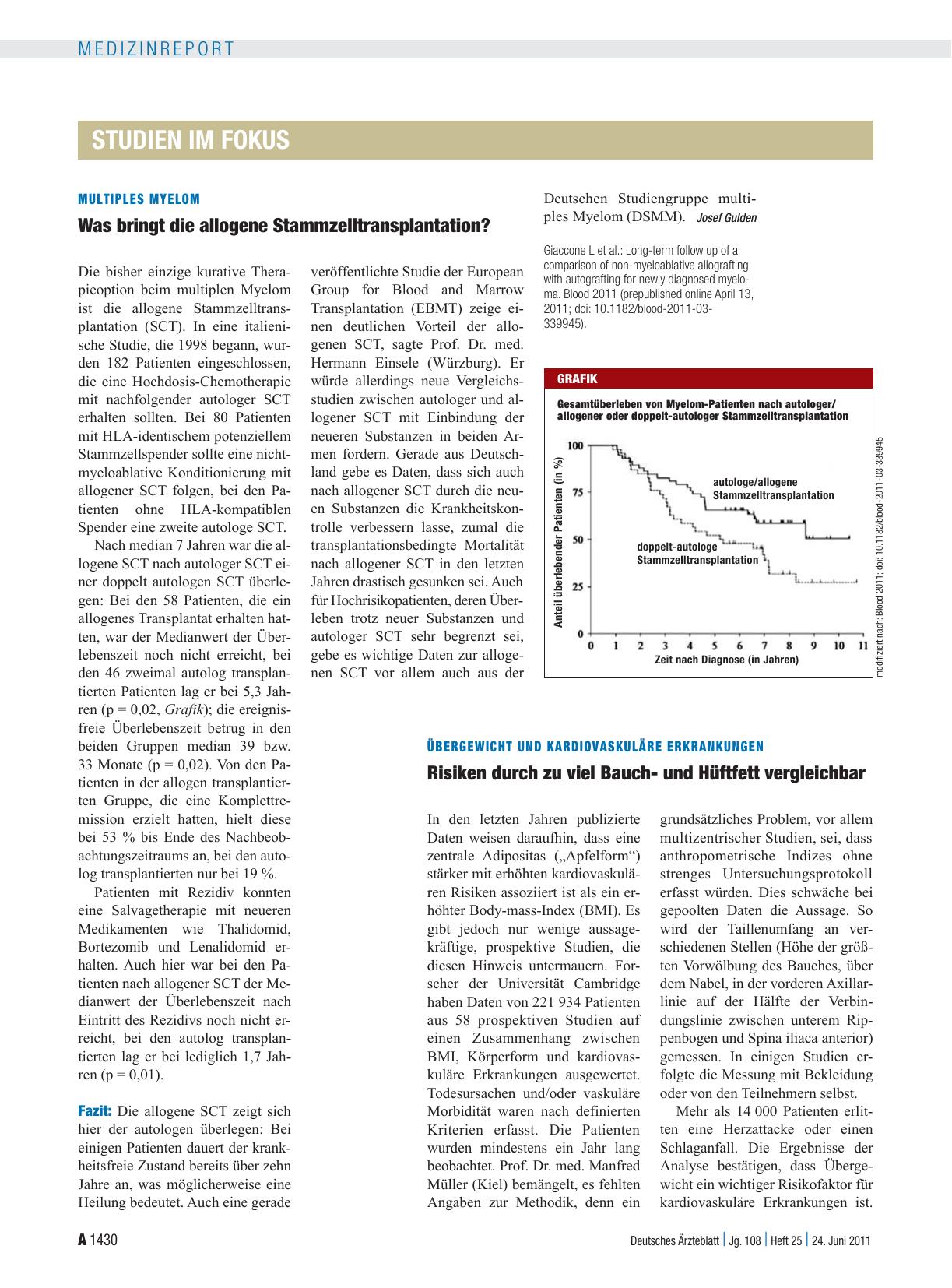 Vorschauseite 1: Multiples Myelom: Was bringt die allogene Stammzelltransplantation?