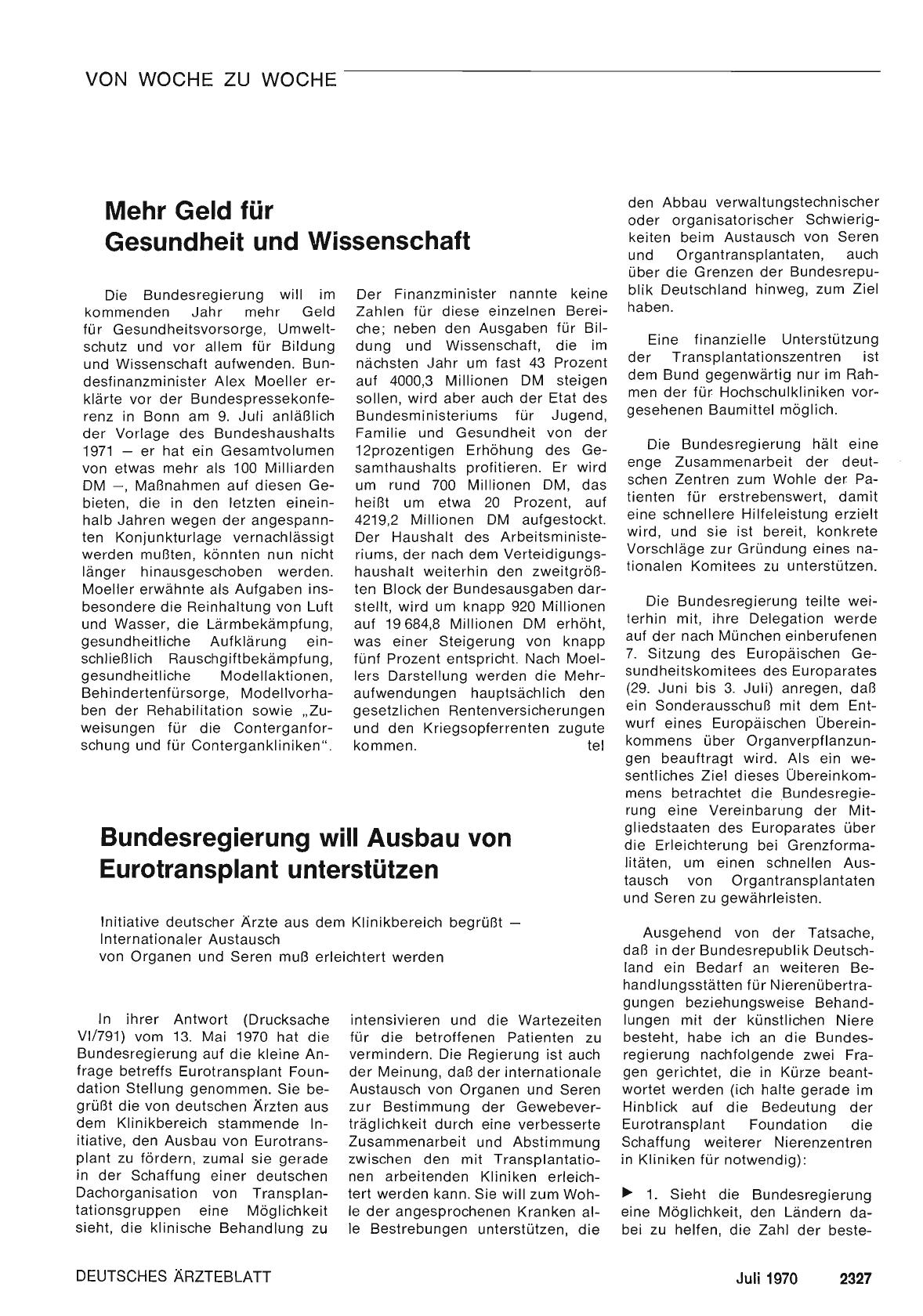 Vorschauseite 1: Mehr Geld für Gesundheit und Wissenschaft