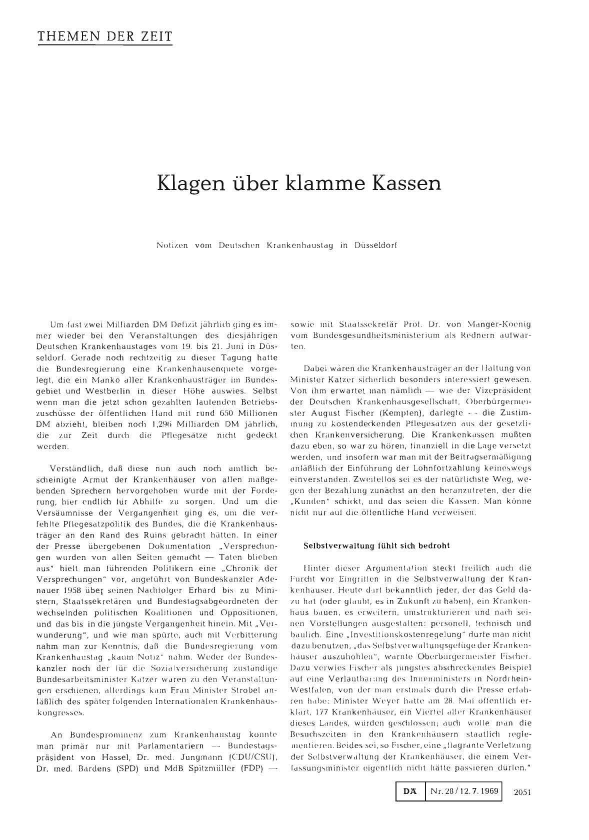 Vorschauseite 1: Klagen über klamme Kassen