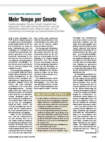 Vorschauseite 1: Digitalisierung des Gesundheitswesens: Mehr Tempo per Gesetz