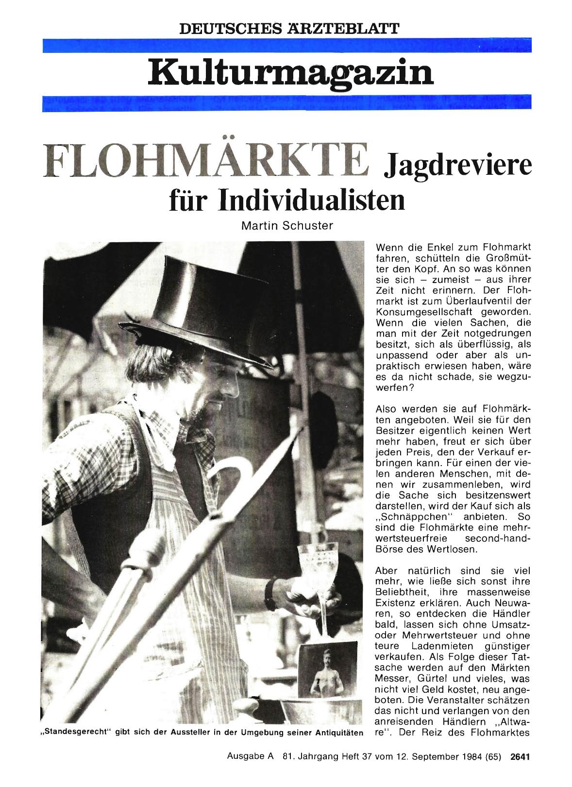 Vorschauseite 1: Flohmärkte — Jagdreviere für Individualisten?