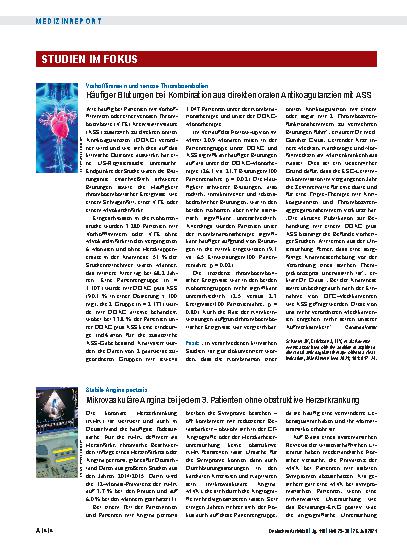 Vorschauseite 1: Stabile Angina pectoris: Mikrovaskuläre Angina bei jedem 3. Patienten ohne obstruktive Herzerkrankung